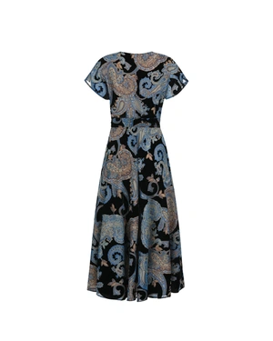 Maxi dress with paisley motifs on a black background | Dresses - 4