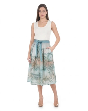 Maxi Lyocell skirt with exotic palm print | Skirts and Shorts - 3