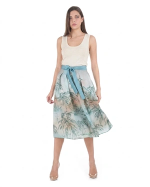 Maxi Lyocell skirt with exotic palm print | Skirts and Shorts - 4