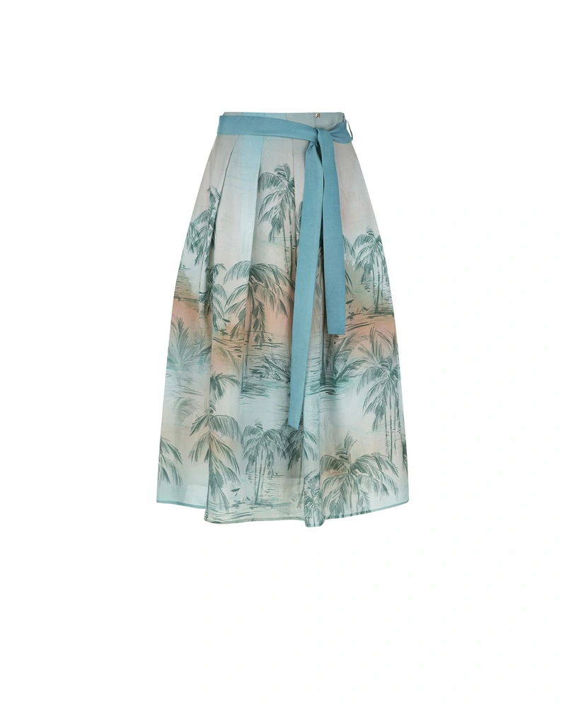Maxi Lyocell skirt with exotic palm print | Skirts and Shorts