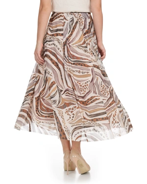 Midi skirt with abstract print in earthy tones | COLLECTION - 12
