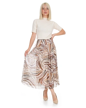 Midi skirt with abstract print in earthy tones | COLLECTION - 13