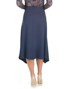 Midi skirt with bias pleats in dark blue | Skirts and Shorts - 4