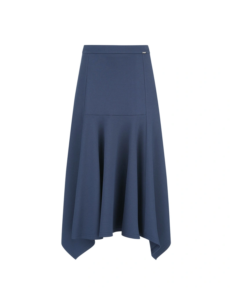 Midi skirt with bias pleats in dark blue | Skirts and Shorts