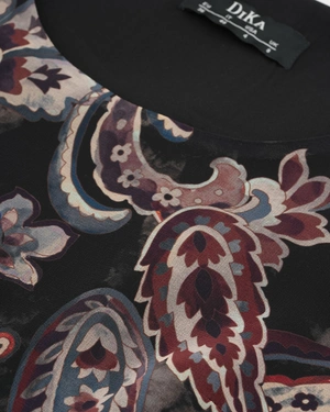 Mousseline dress with paisley print and ruffle at the hem |  - 8