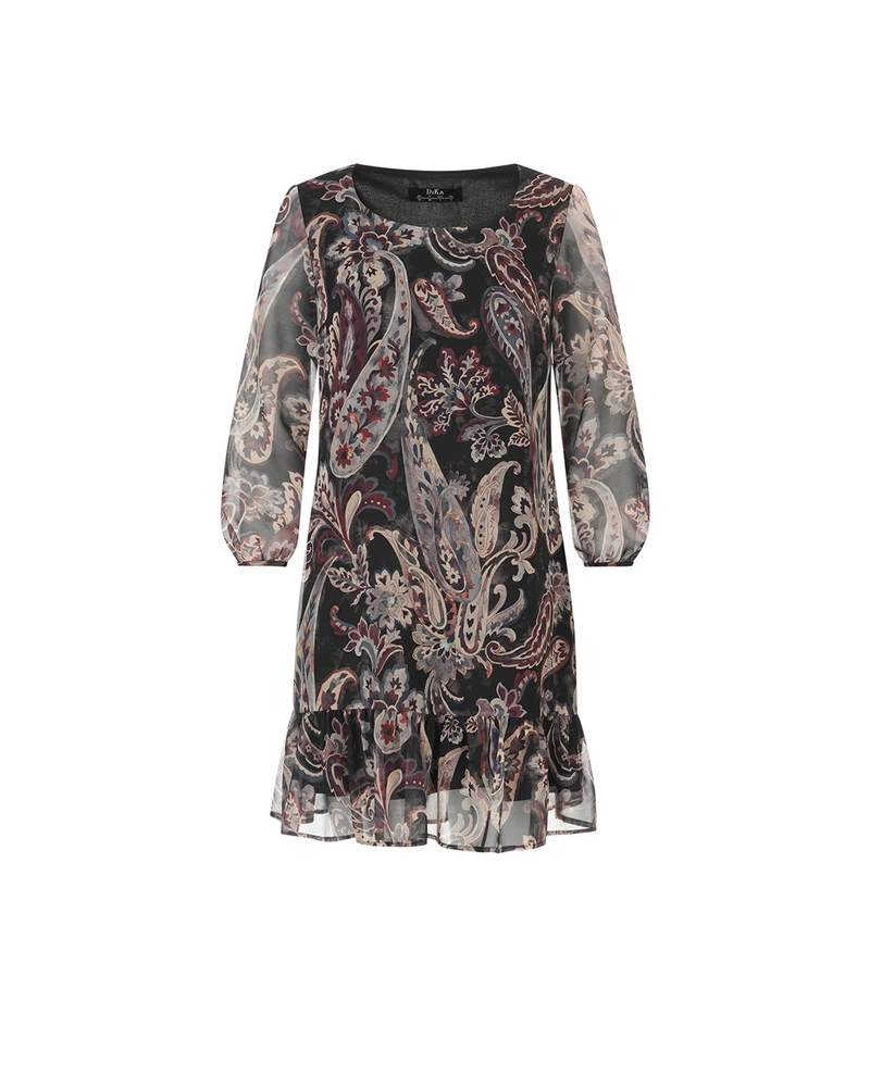 Mousseline dress with paisley print and ruffle at the hem | All products