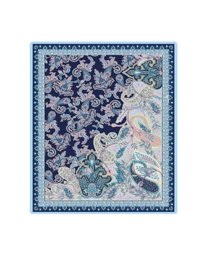 Pareo din șifon cu motive indiene în albastru | Foulards - 1