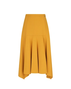 Mustard-coloured midi skirt with bias pleats | COLLECTION - 7