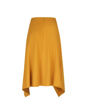 Mustard-coloured midi skirt with bias pleats | COLLECTION - 8