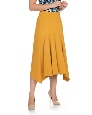 Mustard-coloured midi skirt with bias pleats | COLLECTION - 11