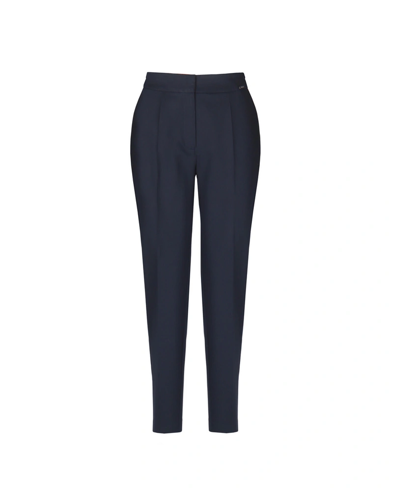 Navy blue business trousers with a tapered leg | Trousers