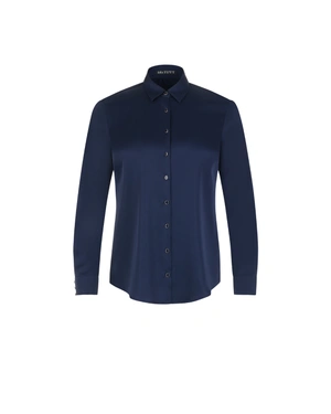 Navy blue cotton shirt with a classic silhouette | Shirts | Dika.ge Navy blue cotton shirt with a classic silhouette | Shirts