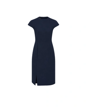 Navy blue dress made from recycled fabric with a straight silhouette | Dresses | Dika.ge Navy blue dress made from recycled fabric with a straight silhouette | Dresses