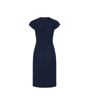 Navy blue dress made from recycled fabric with a straight silhouette | Dresses | Dika.ge - 3 Navy blue dress made from recycled fabric with a straight silhouette | Dresses - 3
