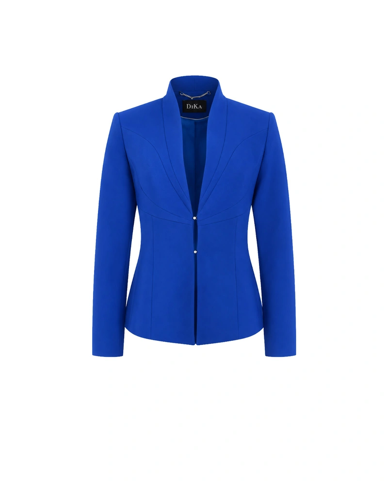 Navy blue fitted blazer with an elegant line and refined details | Jackets and Blazers