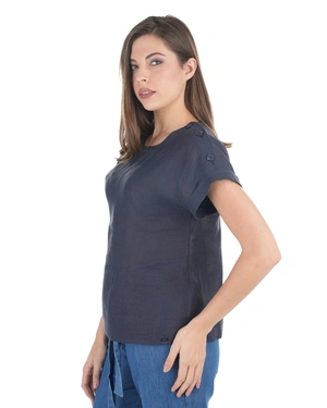 Blouse en chanvre bleu marine | Blouses - 2