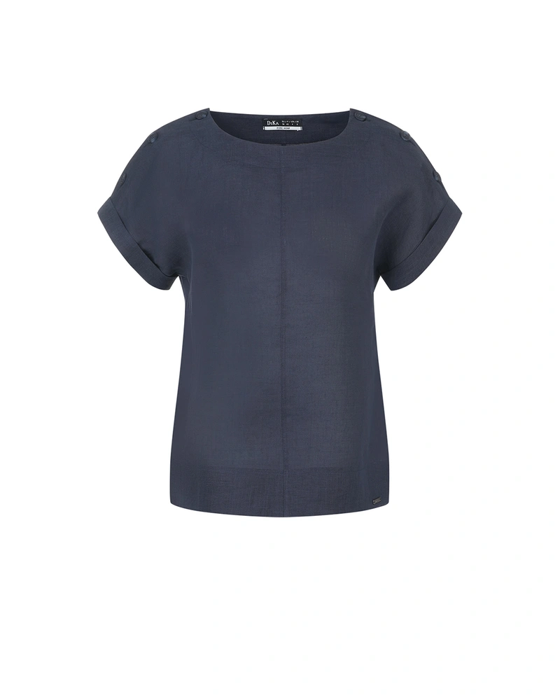 Bluză din cânepă bleumarin | Bluze