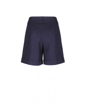 Navy blue high-waisted shorts with turned-up cuffs | Casual - 4