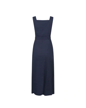 Rochie midi bleumarin din in și viscoză | NOUTATI - 4