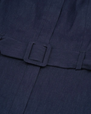 Rochie midi bleumarin din in și viscoză | NOUTATI - 5