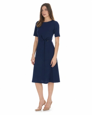 Navy blue women’s dress with defined waist | Dresses | Dika.com - 1 Navy blue women’s dress with defined waist | Dresses - 1