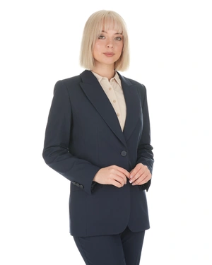 Navy blue women's blazer made from recycled fabric with a fitted silhouette | Jackets - 1