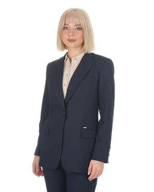 Navy blue women's blazer made from recycled fabric with a fitted silhouette | Jackets - 2