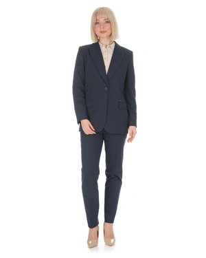 Navy blue women's blazer made from recycled fabric with a fitted silhouette | Jackets - 3