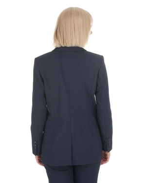 Navy blue women's blazer made from recycled fabric with a fitted silhouette | Jackets - 4
