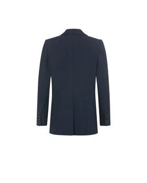 Navy blue women's blazer made from recycled fabric with a fitted silhouette | Jackets - 5