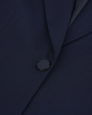 Navy blue women's blazer made from recycled fabric with a fitted silhouette | Jackets - 6