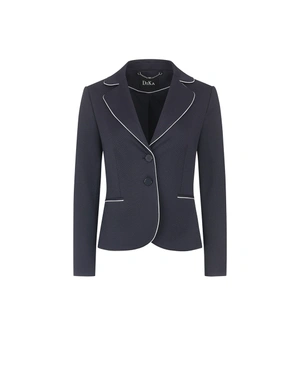 Jachetă de damă bleumarin cu bordură contrastantă | Sacouri | Dikastore.ro Jachetă de damă bleumarin cu bordură contrastantă | Sacouri
