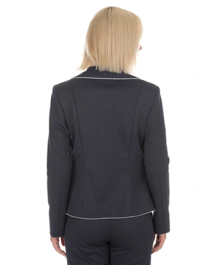 Jachetă de damă bleumarin cu bordură contrastantă | Sacouri | Dikastore.ro - 5 Jachetă de damă bleumarin cu bordură contrastantă | Sacouri - 5