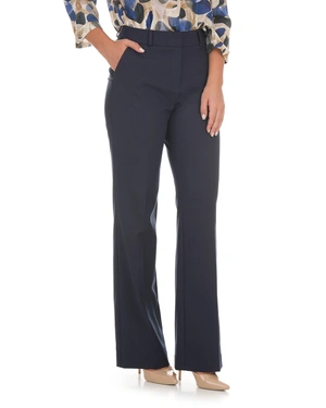 Navy blue women's straight-leg trousers made from recycled fabric | Trousers | Dika.com - 1 Navy blue women's straight-leg trousers made from recycled fabric | Trousers - 1