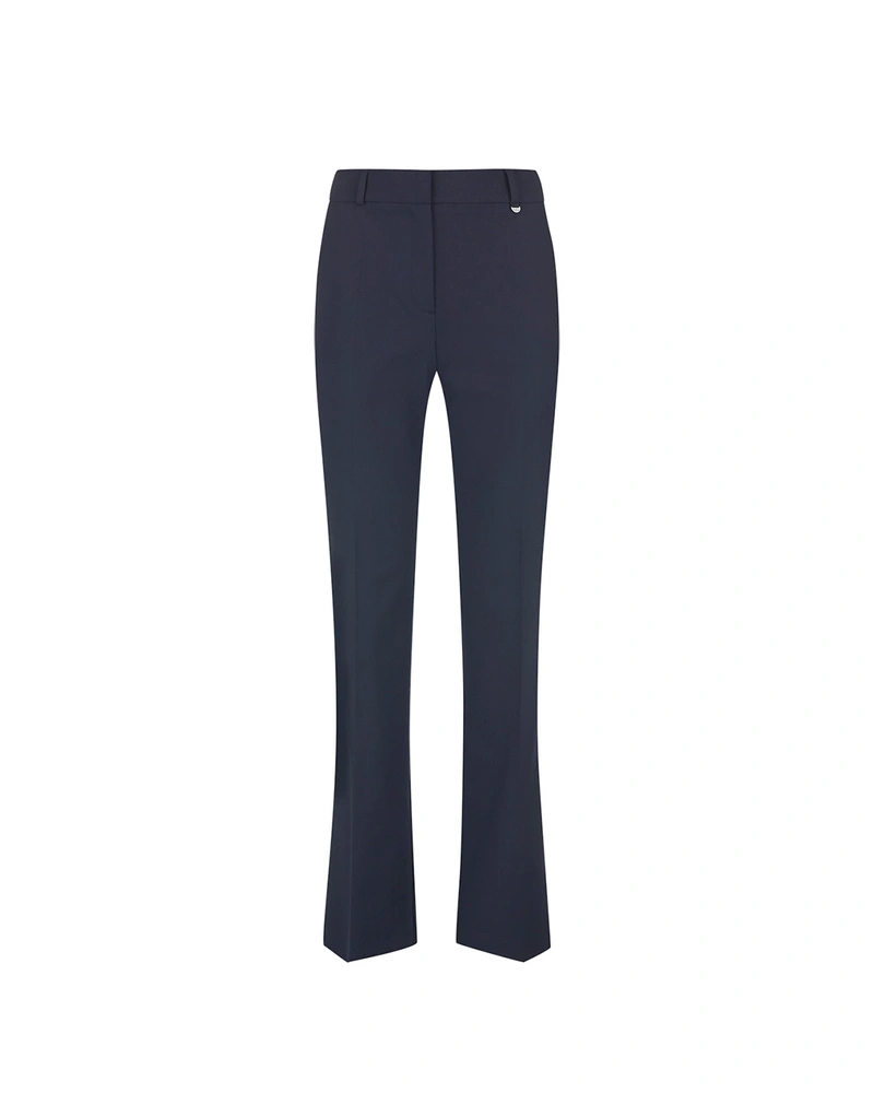 Pantalon femme bleu marine en matière recyclée à coupe droite | Pantalons