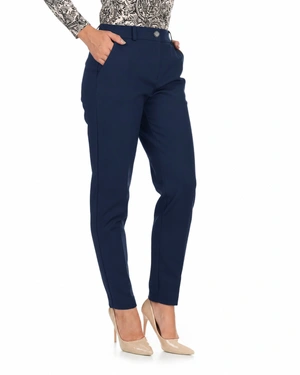Navy blue women's tapered trousers made from recycled fabric | Trousers - 1