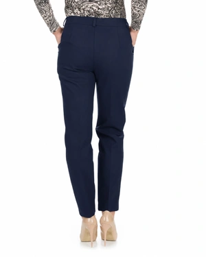 Navy blue women's tapered trousers made from recycled fabric | Trousers - 2