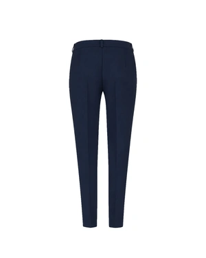 Navy blue women's tapered trousers made from recycled fabric | Trousers - 3