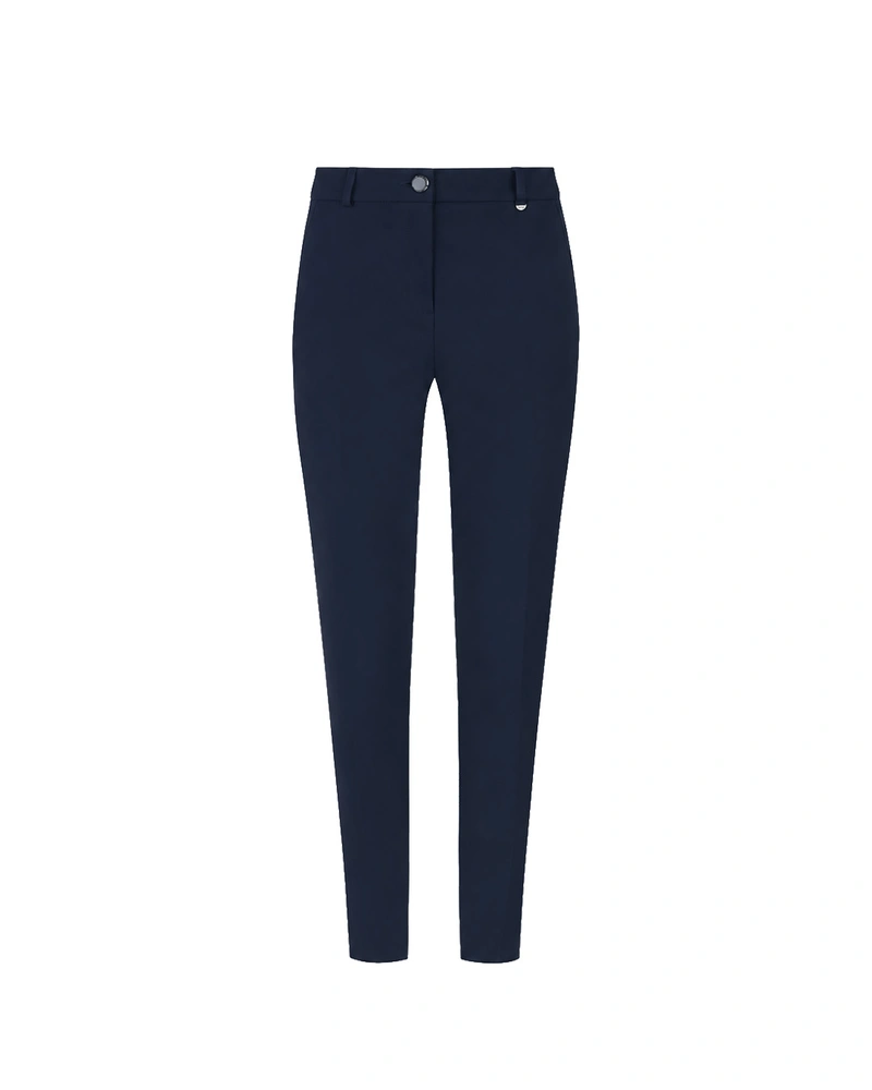 Navy blue women's tapered trousers made from recycled fabric | Trousers