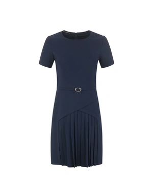 Rochie bleumarin cu panou plisat în partea de jos | Rochii | Dikastore.ro Rochie bleumarin cu panou plisat în partea de jos | Rochii