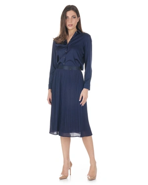Navy pleated midi skirt | Skirts - 3