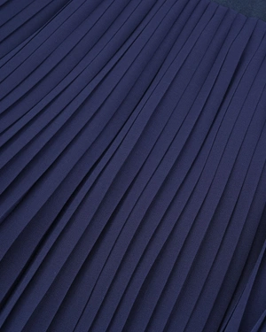 Navy pleated midi skirt | Skirts - 5