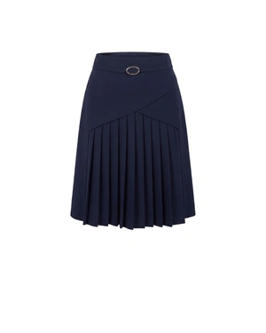 Navy skirt with an asymmetric pleated panel | Skirts | Dika.ge Navy skirt with an asymmetric pleated panel | Skirts