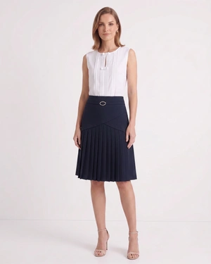 Navy skirt with an asymmetric pleated panel | Skirts | Dika.ge - 2 Navy skirt with an asymmetric pleated panel | Skirts - 2