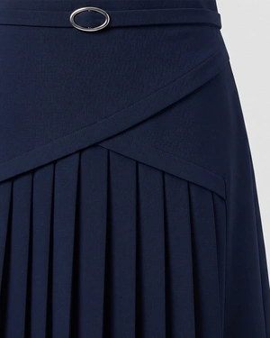 Navy skirt with an asymmetric pleated panel | Skirts | Dika.ge - 5 Navy skirt with an asymmetric pleated panel | Skirts - 5