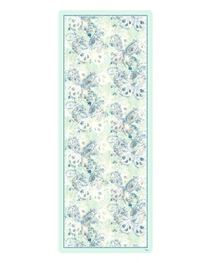 Oblong mousseline scarf with light green stylized motifs | Scarfs - 1