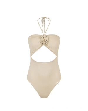 One-piece swimsuit in light gold lurex | Beach collection | Dika.test One-piece swimsuit in light gold lurex | Beach collection
