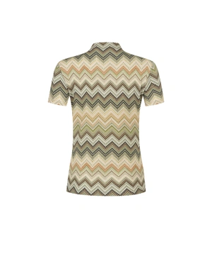 Openwork knitted blouse with wave pattern in beige-green | T-shirts - 9