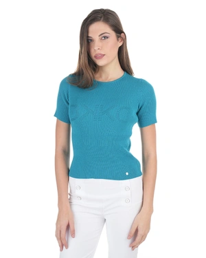 Ажурен топ в петролно синьо | Пуловери - 8