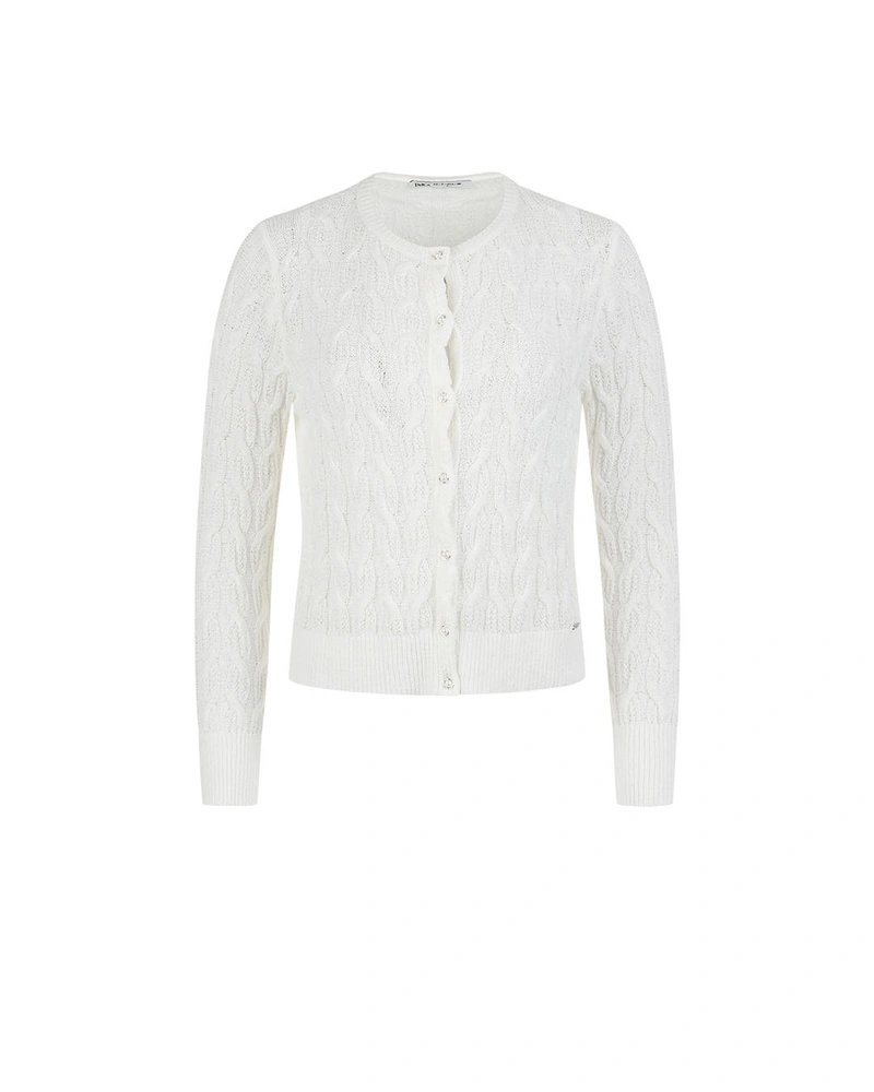 Openwork white vest with round neckline | Pulls and Cardigans